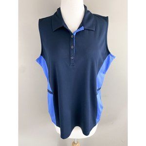 EP Navy Blue Sleeveless Athletic 1/4 Button Golf Tank Top XL